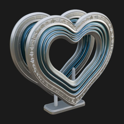 Ornate Framed Heart Plaque Design 238 3D Print Model