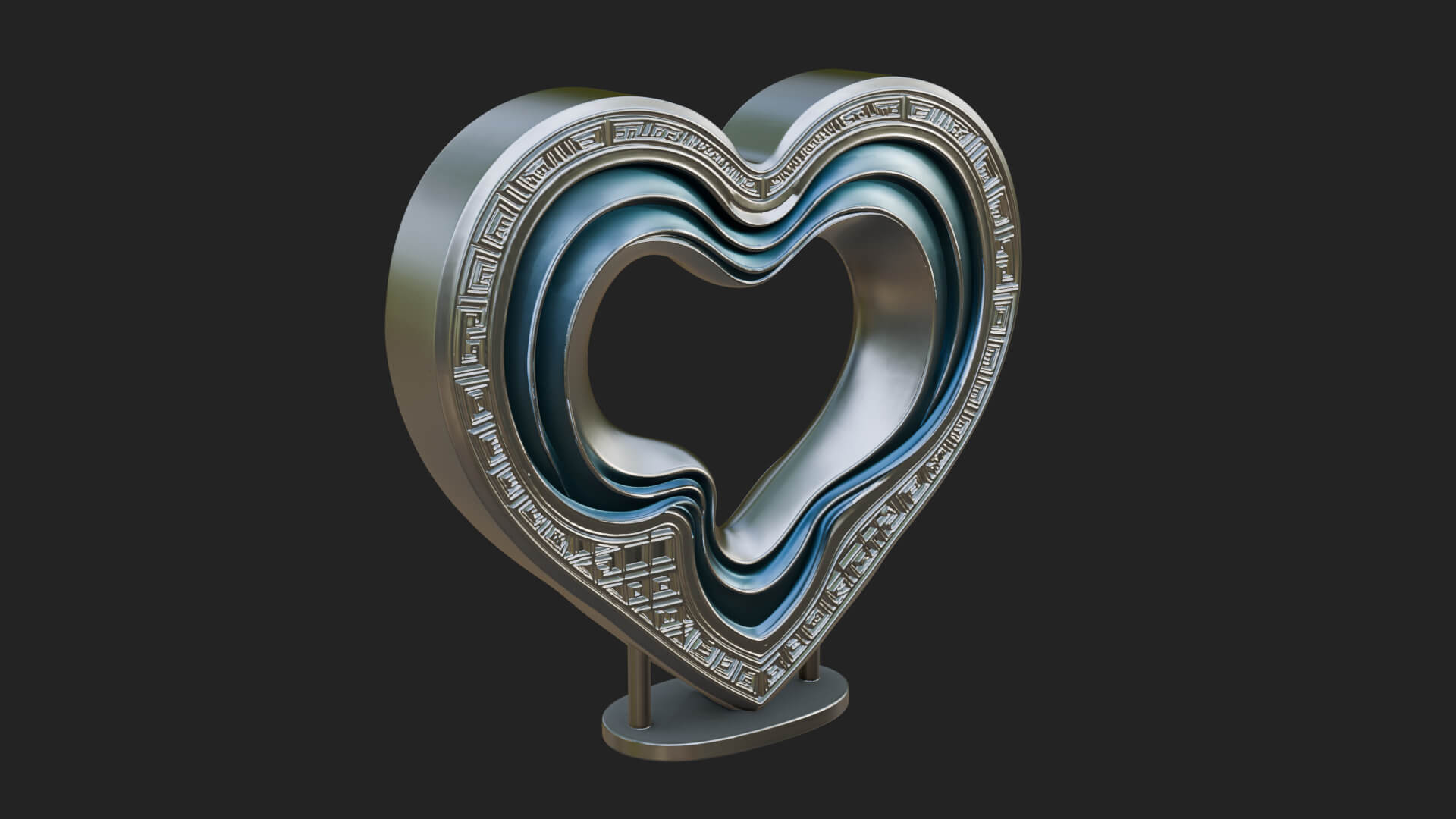 Ornate Framed Heart Plaque Design 239 3D Print Model 3D Model