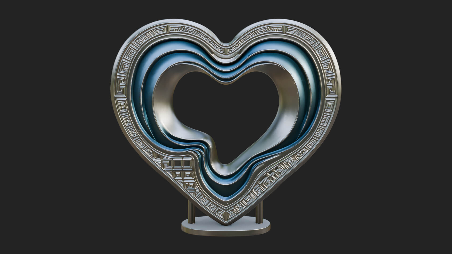 Ornate Framed Heart Plaque Design 239 3D Print Model 3D Model