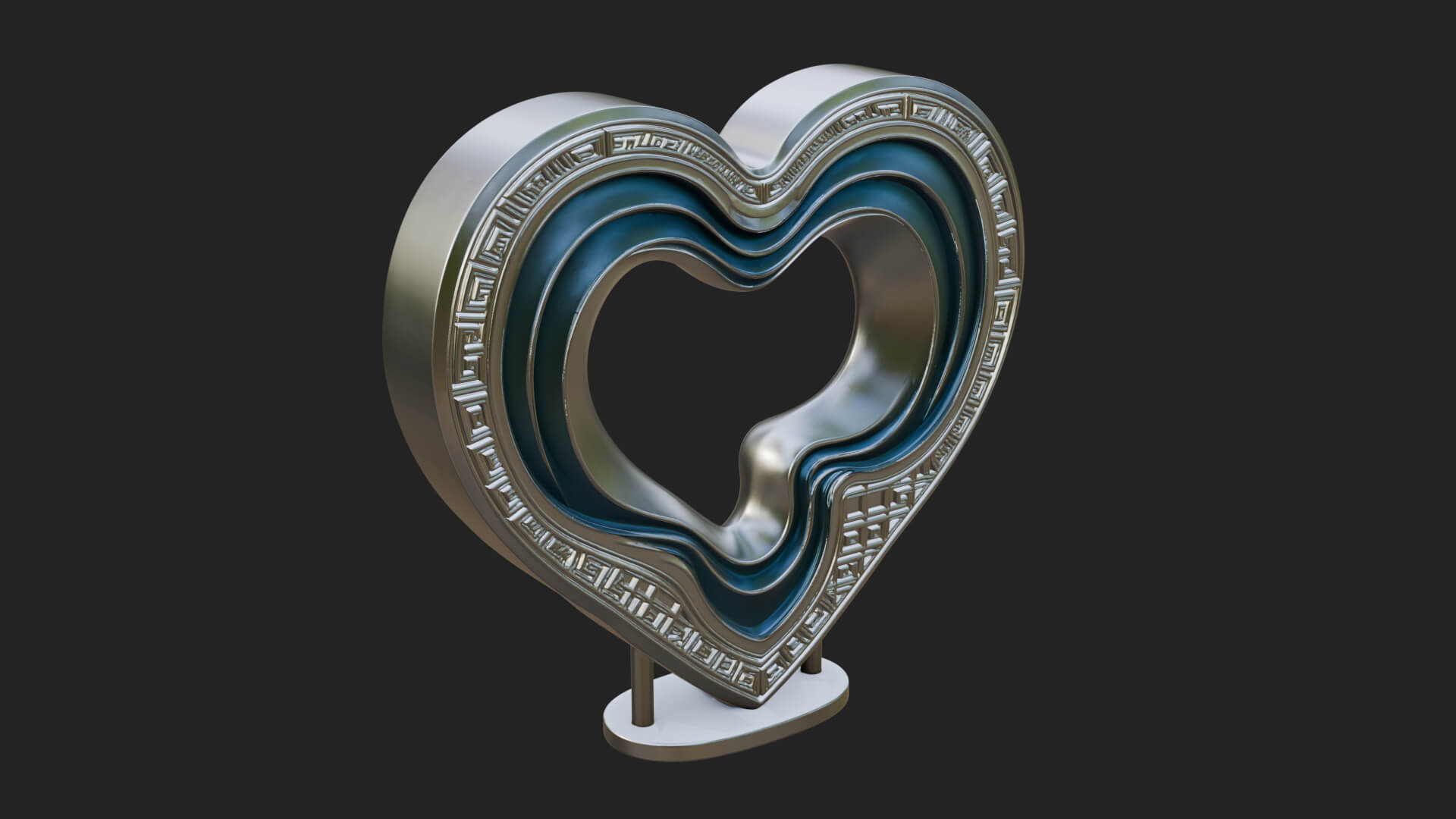 Ornate Framed Heart Plaque Design 239 3D Print Model 3D Model