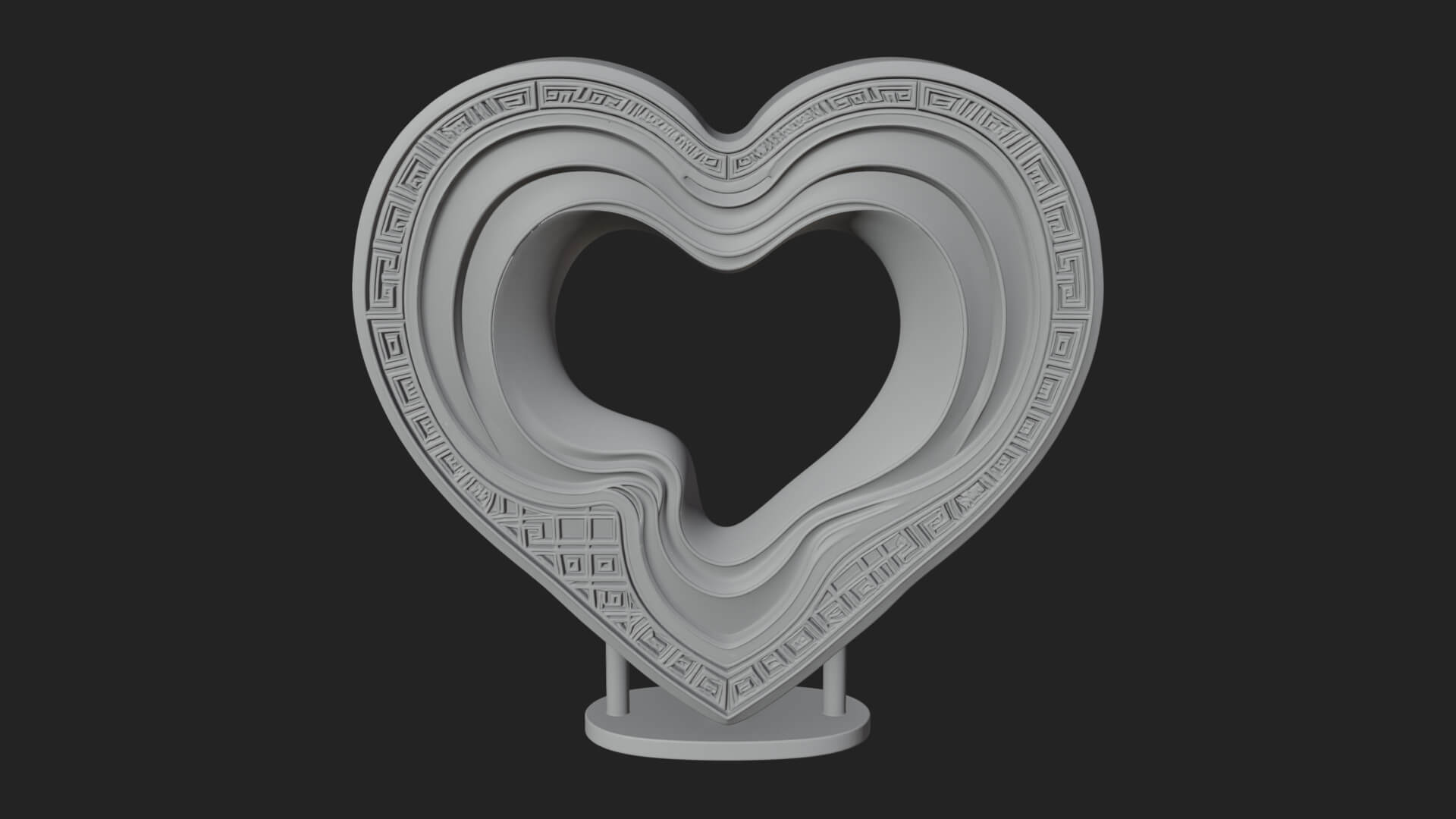 Ornate Framed Heart Plaque Design 239 3D Print Model 3D Model
