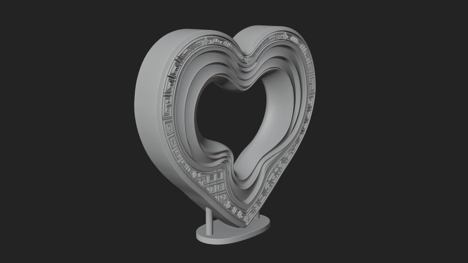 Ornate Framed Heart Plaque Design 239 3D Print Model 3D Model