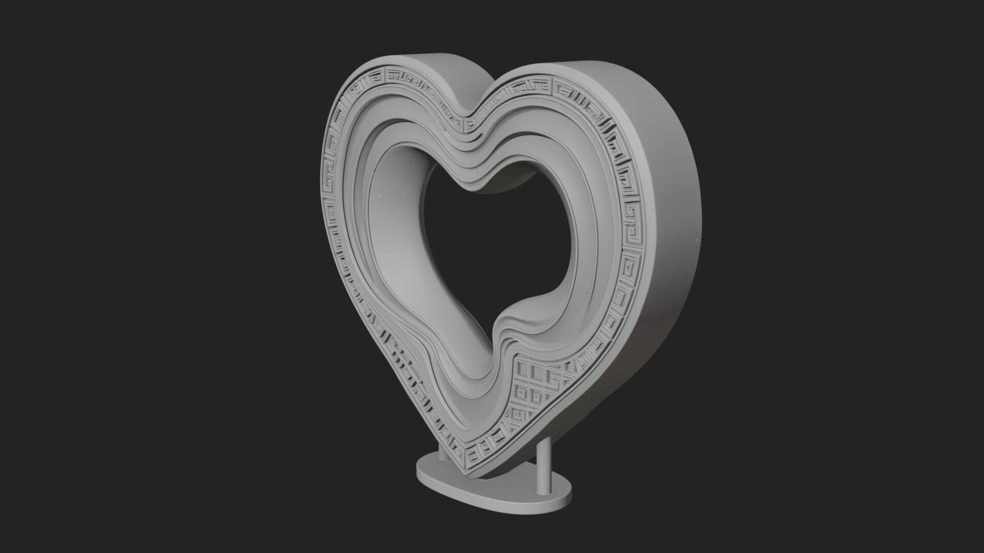 Ornate Framed Heart Plaque Design 239 3D Print Model 3D Model