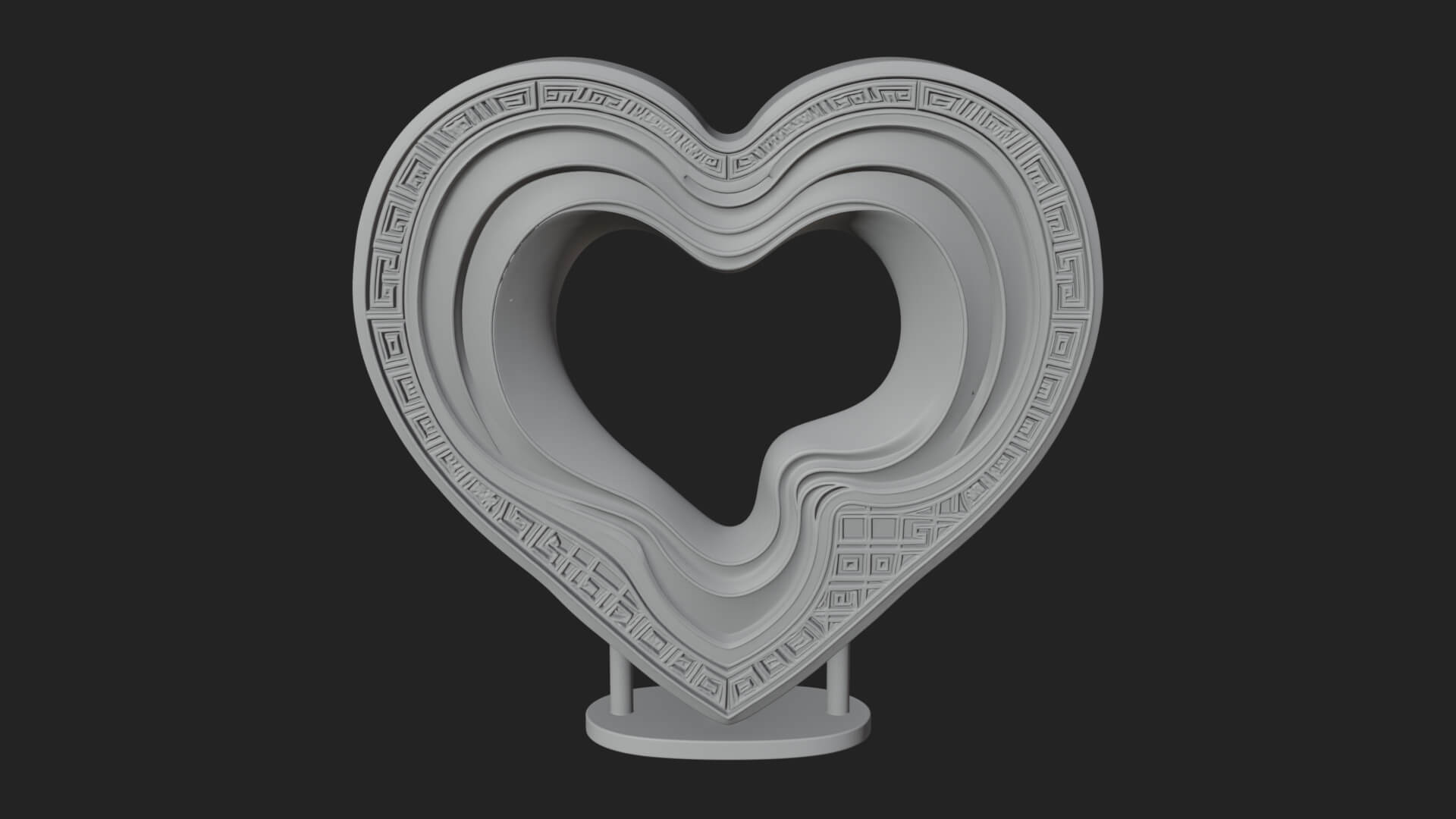 Ornate Framed Heart Plaque Design 239 3D Print Model 3D Model