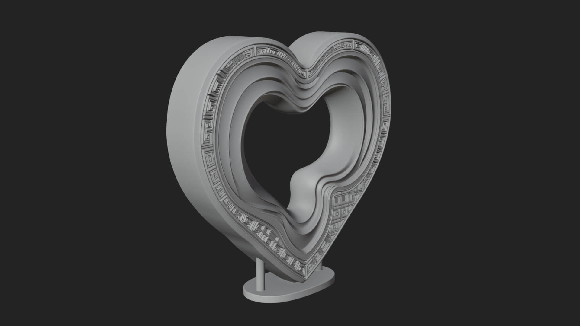 Ornate Framed Heart Plaque Design 239 3D Print Model 3D Model