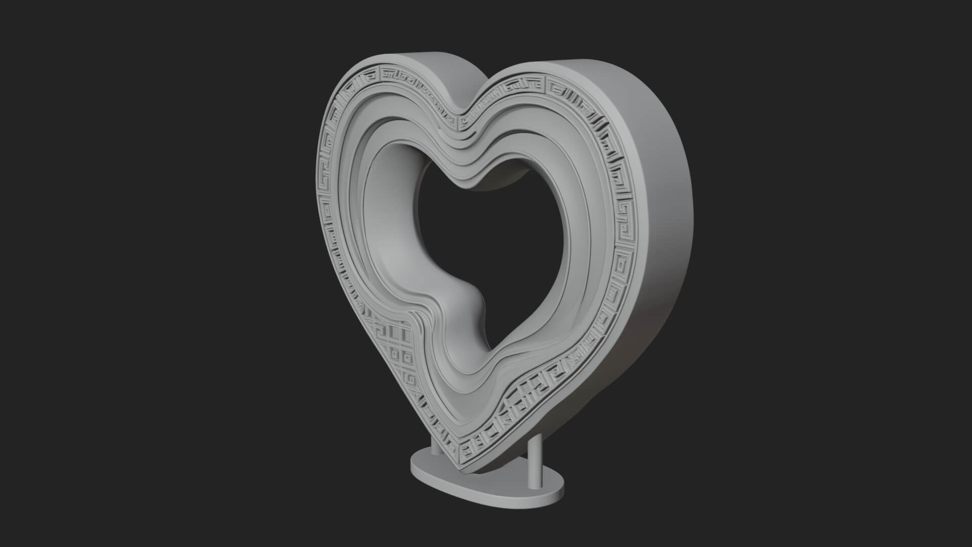 Ornate Framed Heart Plaque Design 239 3D Print Model 3D Model