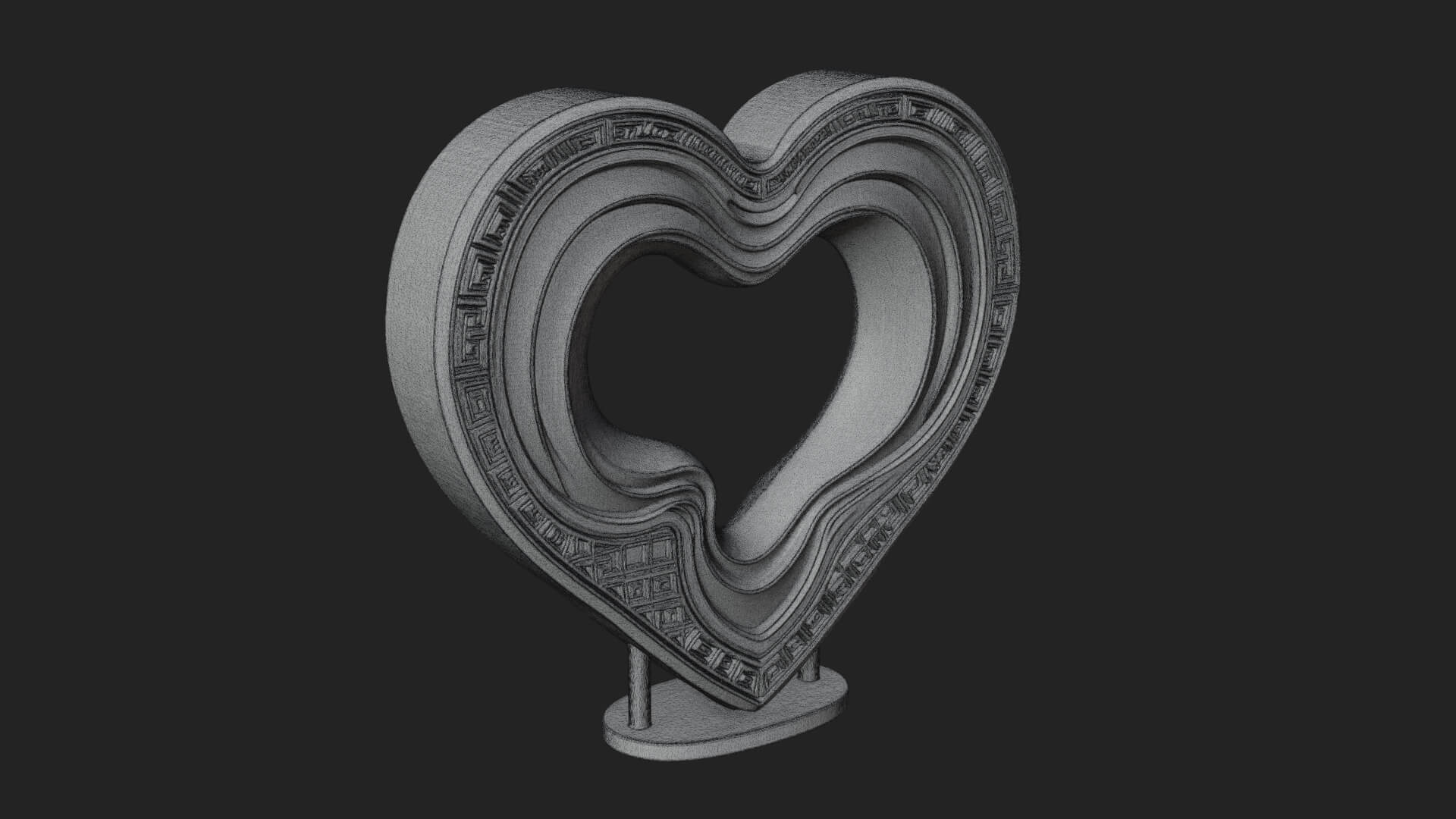 Ornate Framed Heart Plaque Design 239 3D Print Model 3D Model