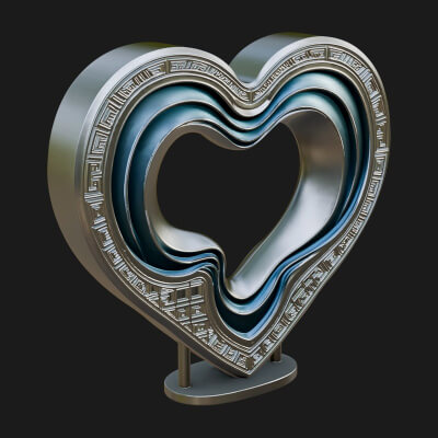 Ornate Framed Heart Plaque Design 239 3D Print Model