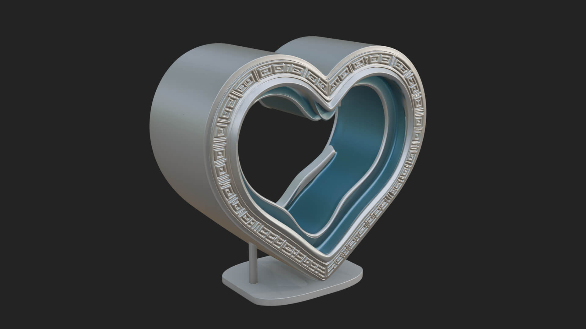 Ornate Framed Heart Plaque Design 240 3D Print Model 3D Model