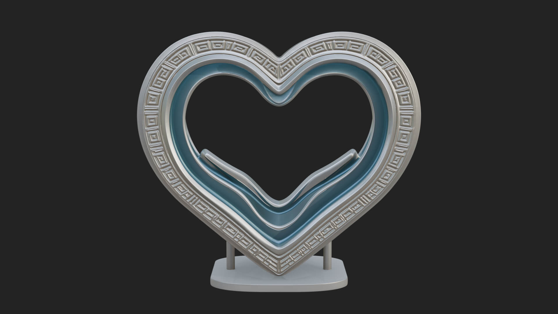 Ornate Framed Heart Plaque Design 240 3D Print Model 3D Model