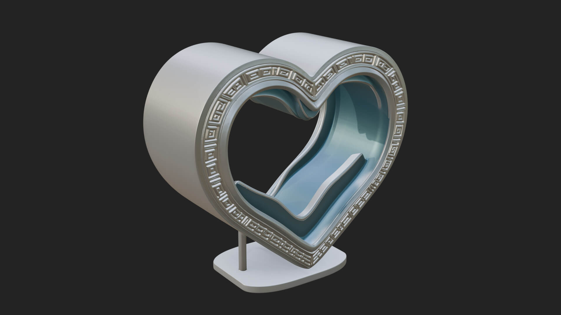 Ornate Framed Heart Plaque Design 240 3D Print Model 3D Model