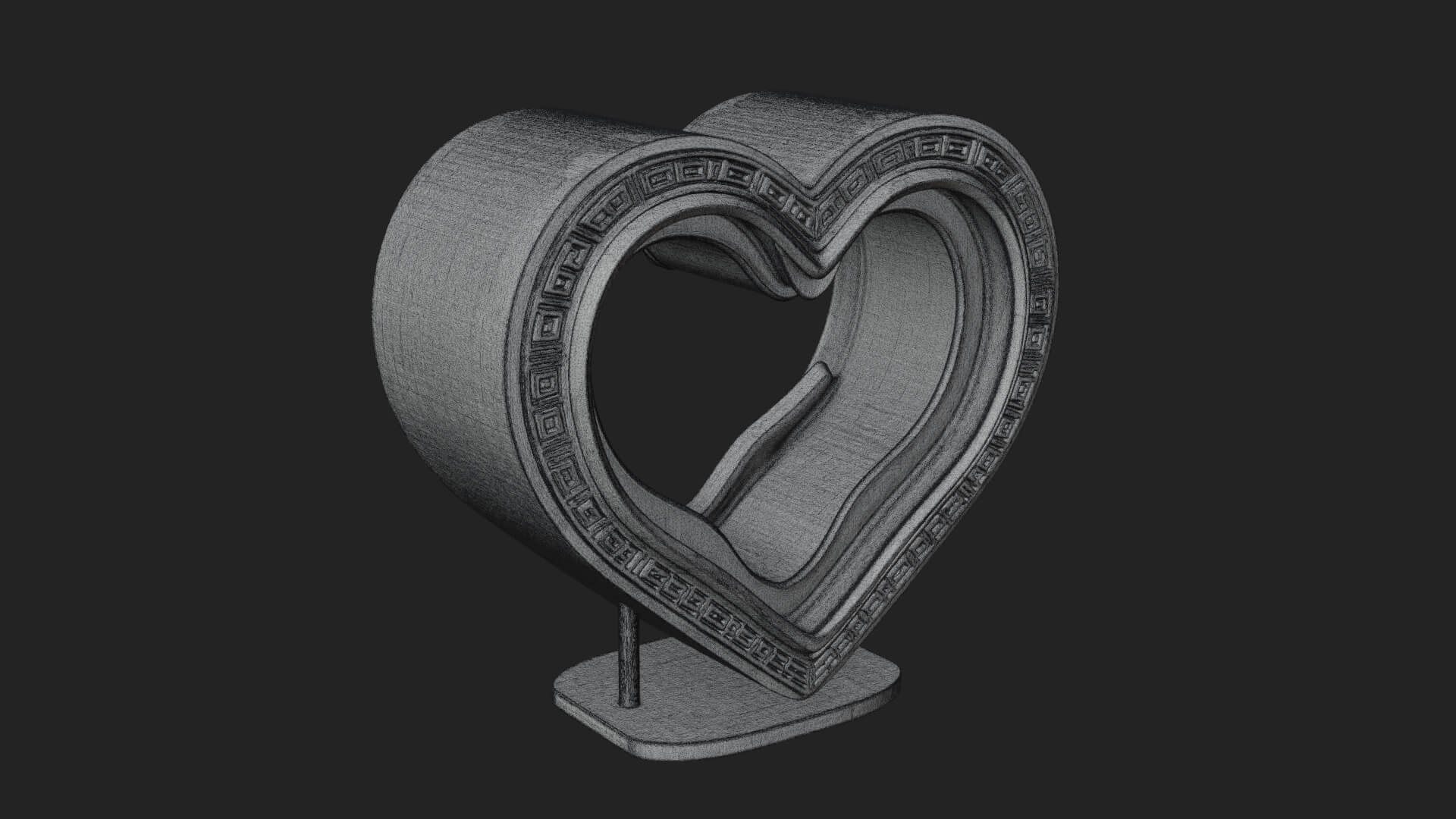 Ornate Framed Heart Plaque Design 240 3D Print Model 3D Model
