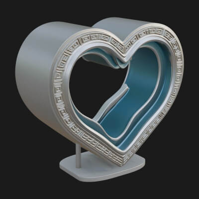 Ornate Framed Heart Plaque Design 240 3D Print Model