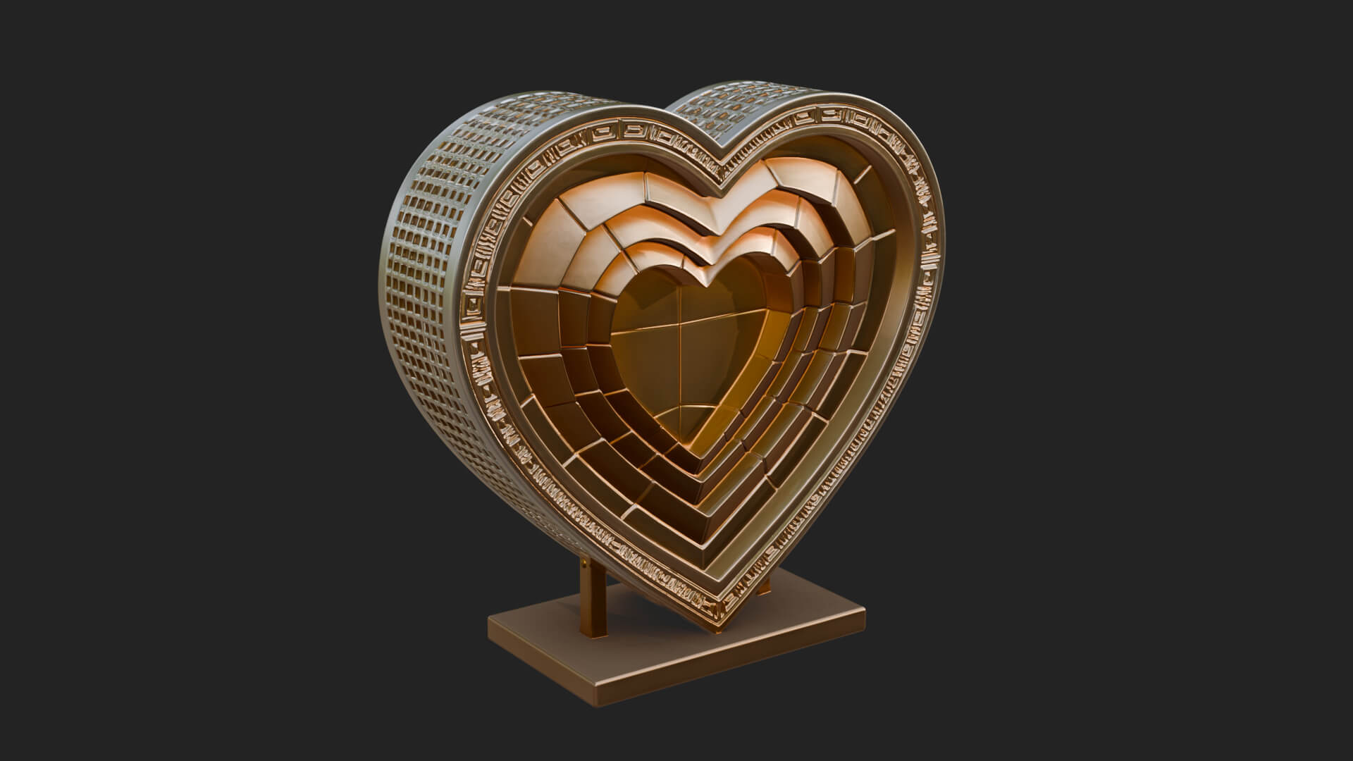 Ornate Framed Heart Plaque Design 241 3D Print Model 3D Model