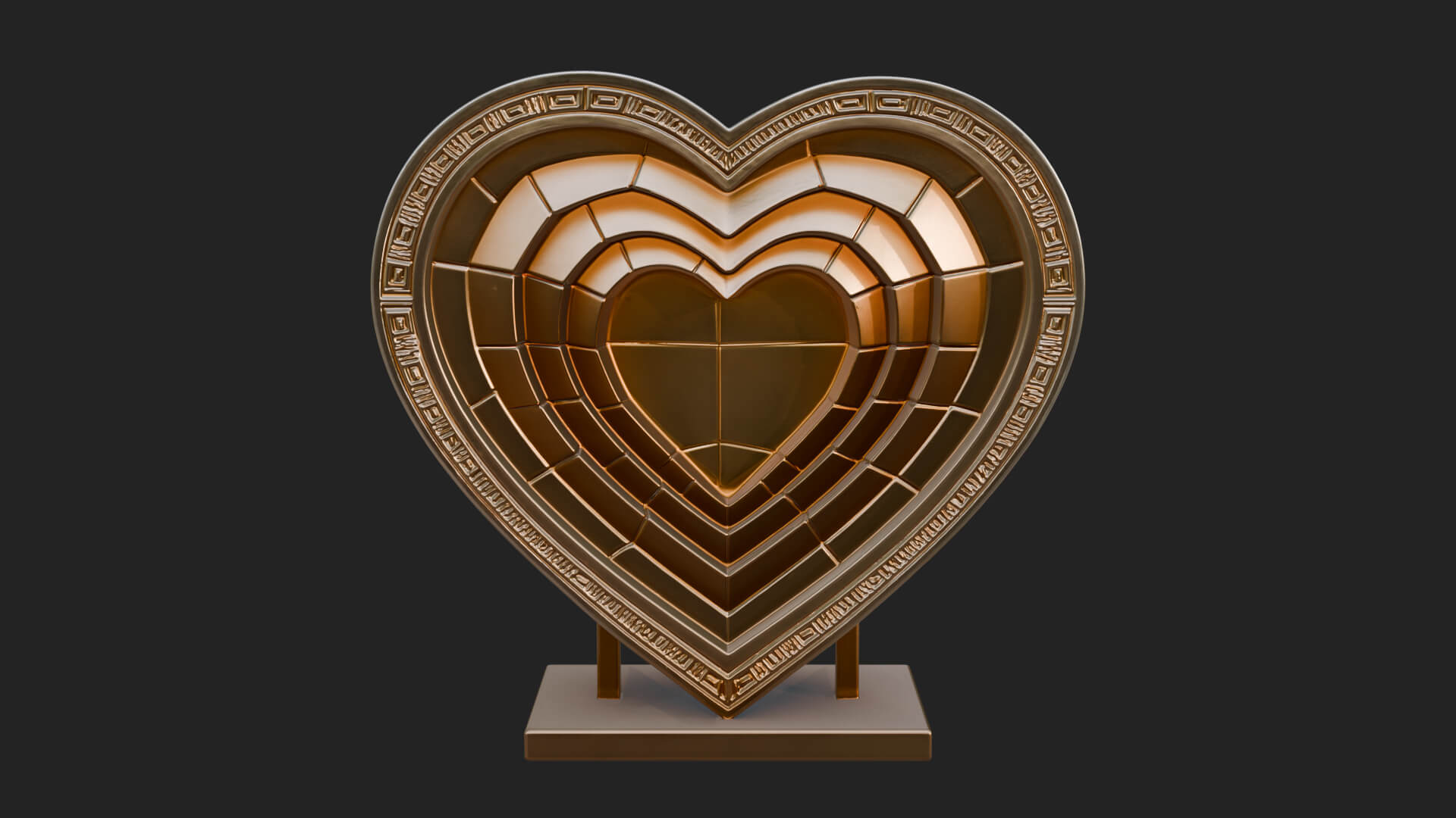 Ornate Framed Heart Plaque Design 241 3D Print Model 3D Model