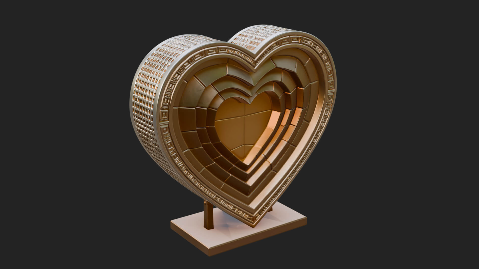 Ornate Framed Heart Plaque Design 241 3D Print Model 3D Model
