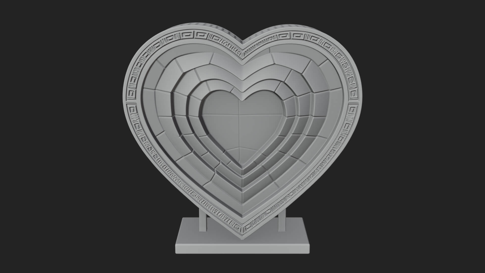 Ornate Framed Heart Plaque Design 241 3D Print Model 3D Model
