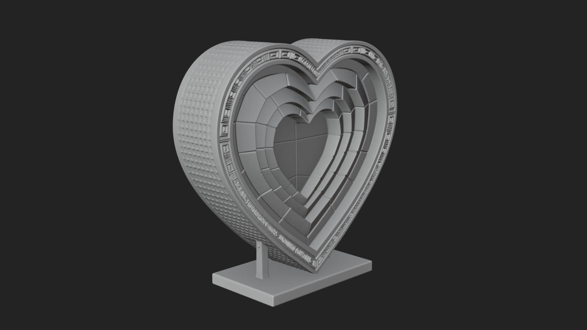 Ornate Framed Heart Plaque Design 241 3D Print Model 3D Model