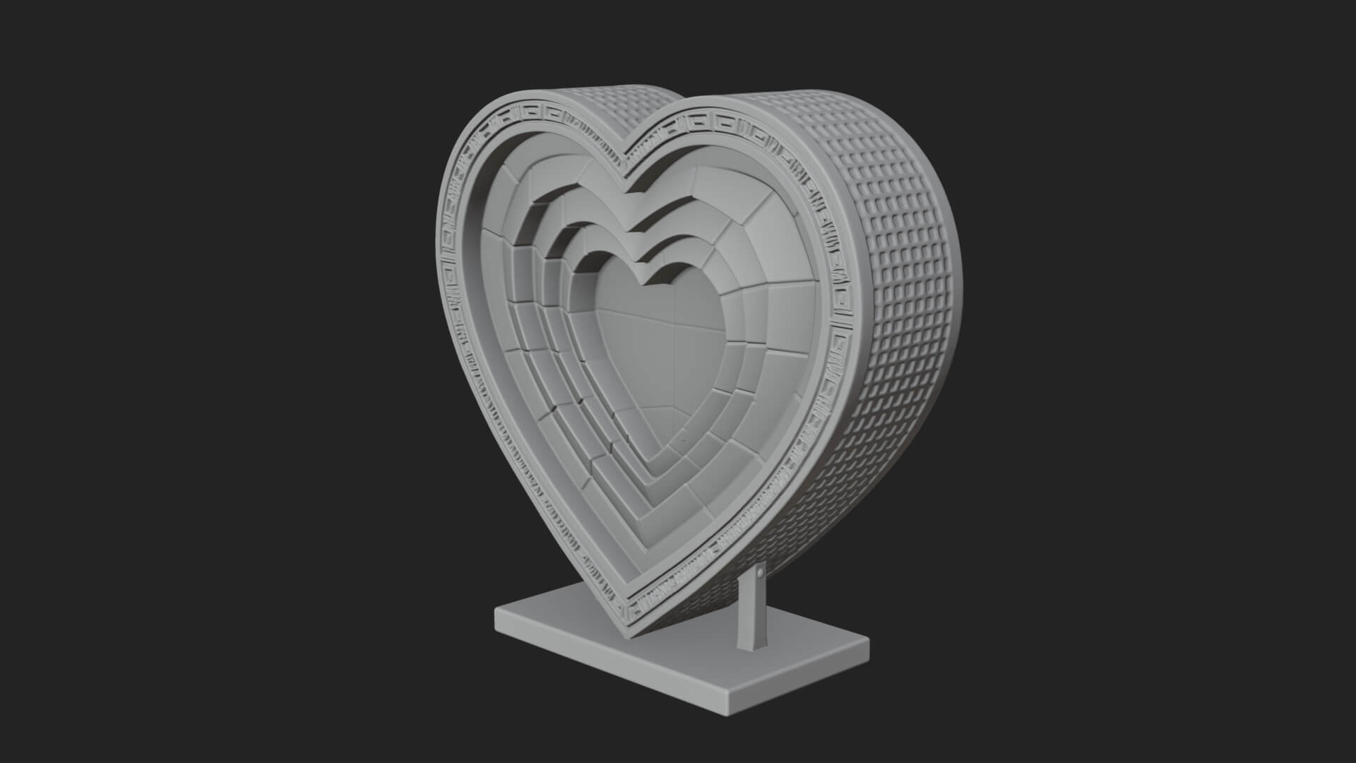 Ornate Framed Heart Plaque Design 241 3D Print Model 3D Model