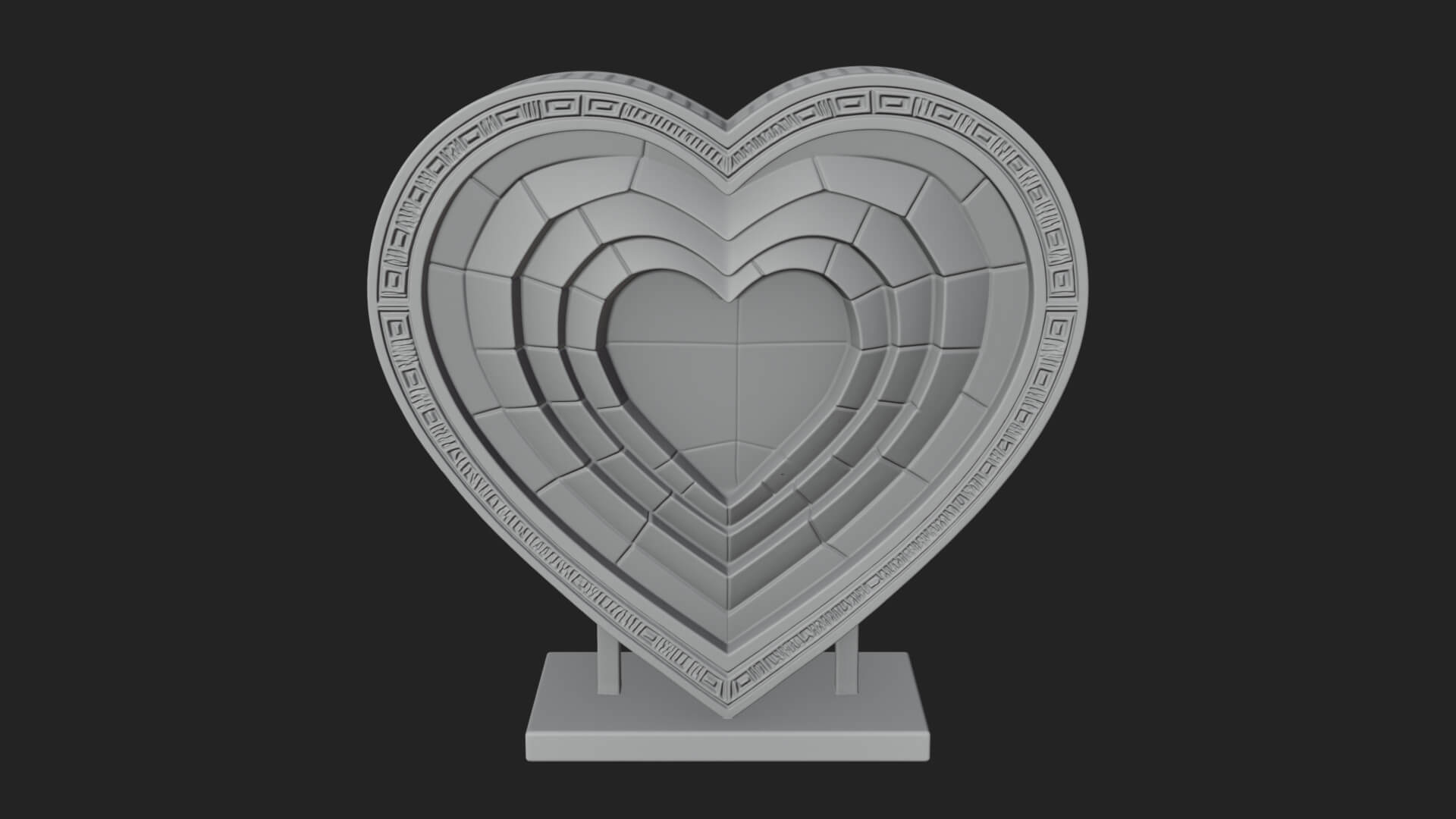Ornate Framed Heart Plaque Design 241 3D Print Model 3D Model