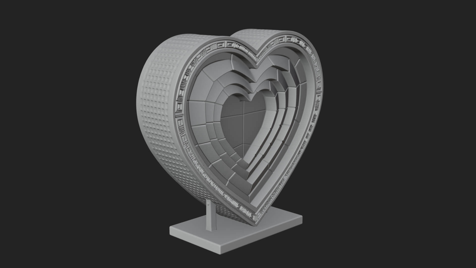 Ornate Framed Heart Plaque Design 241 3D Print Model 3D Model