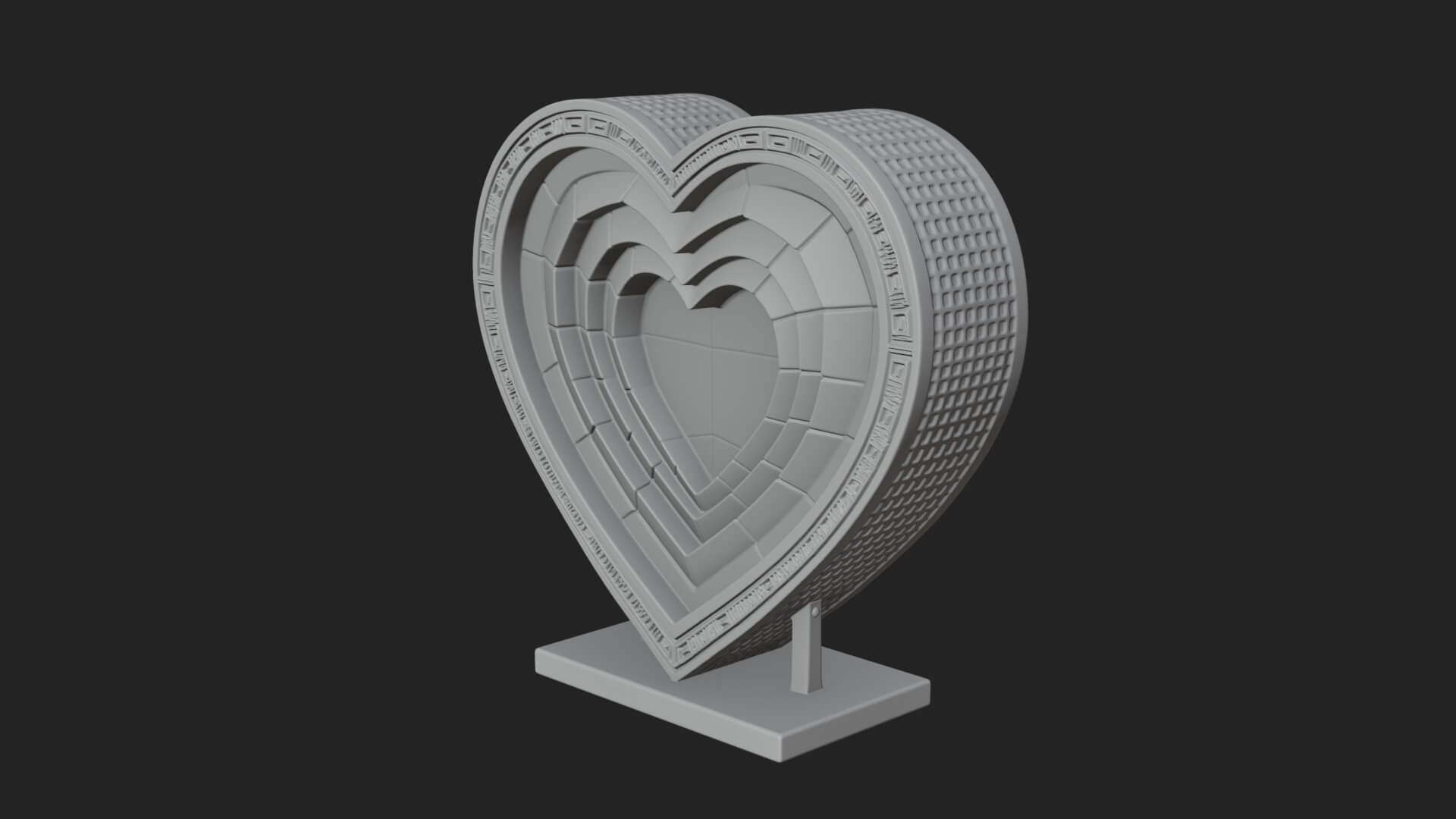 Ornate Framed Heart Plaque Design 241 3D Print Model 3D Model