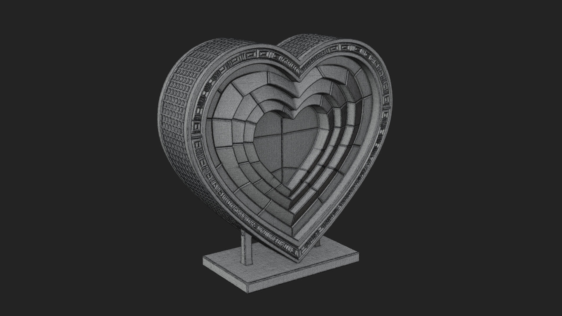 Ornate Framed Heart Plaque Design 241 3D Print Model 3D Model