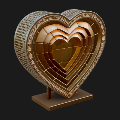 Ornate Framed Heart Plaque Design 241 3D Print Model
