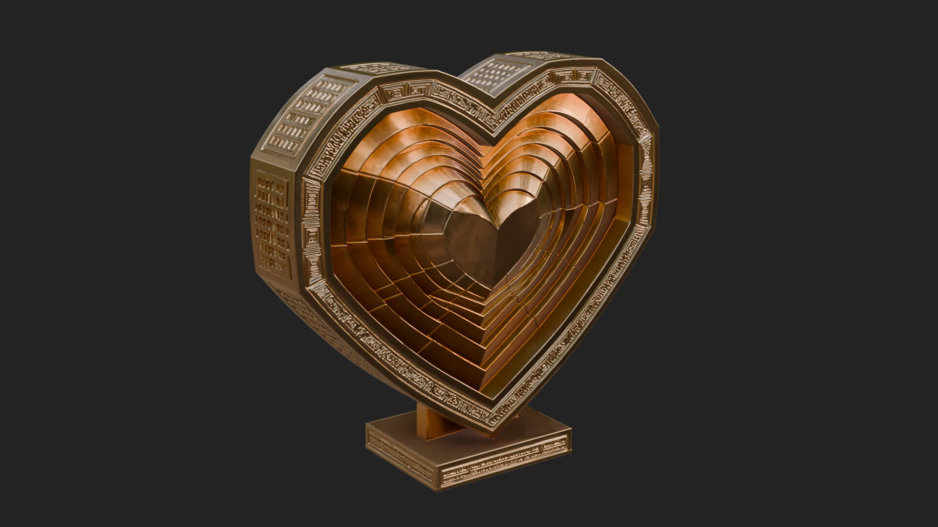 Ornate Framed Heart Plaque Design 242 3D Print Model 3D Model