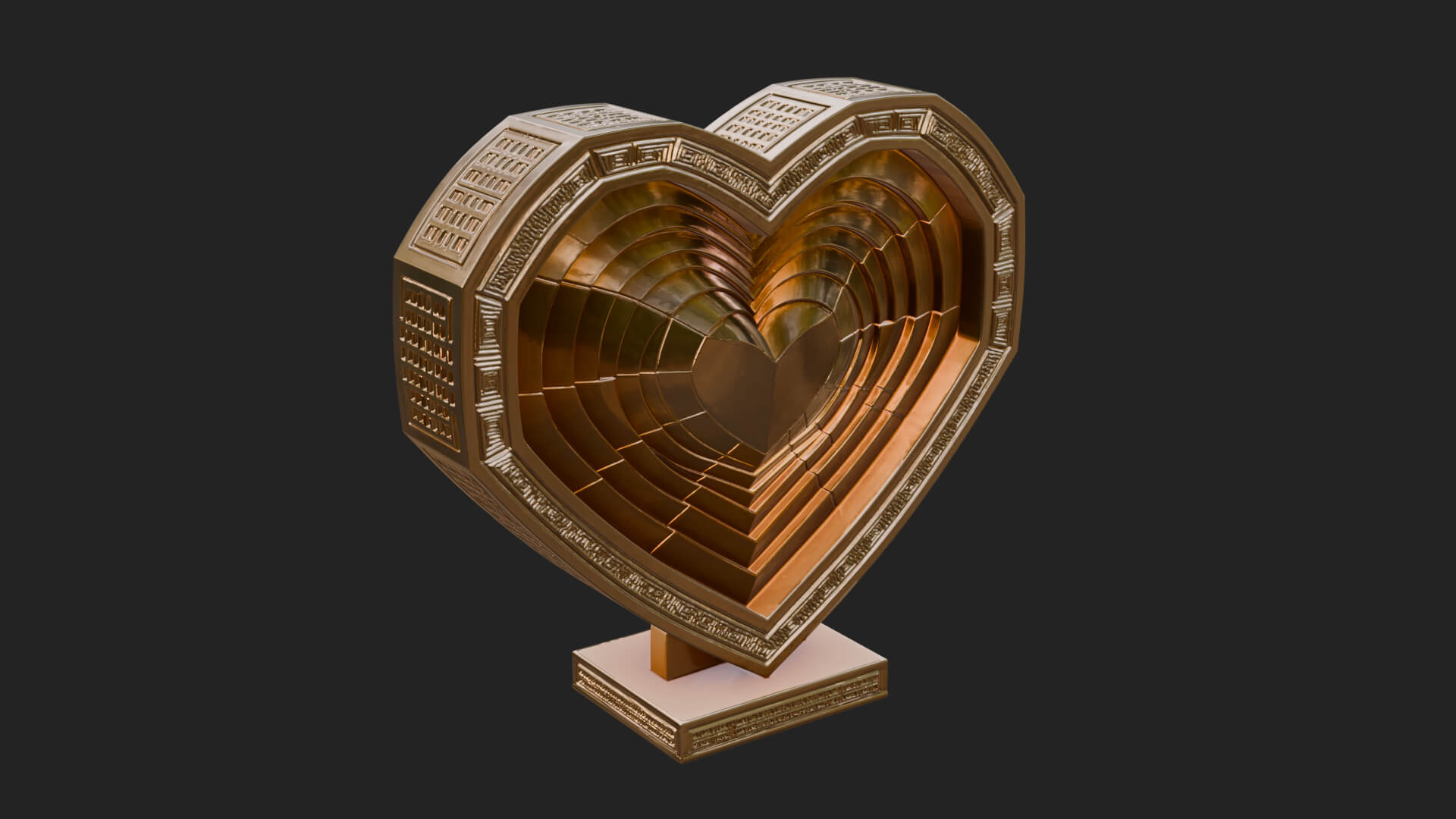 Ornate Framed Heart Plaque Design 242 3D Print Model 3D Model
