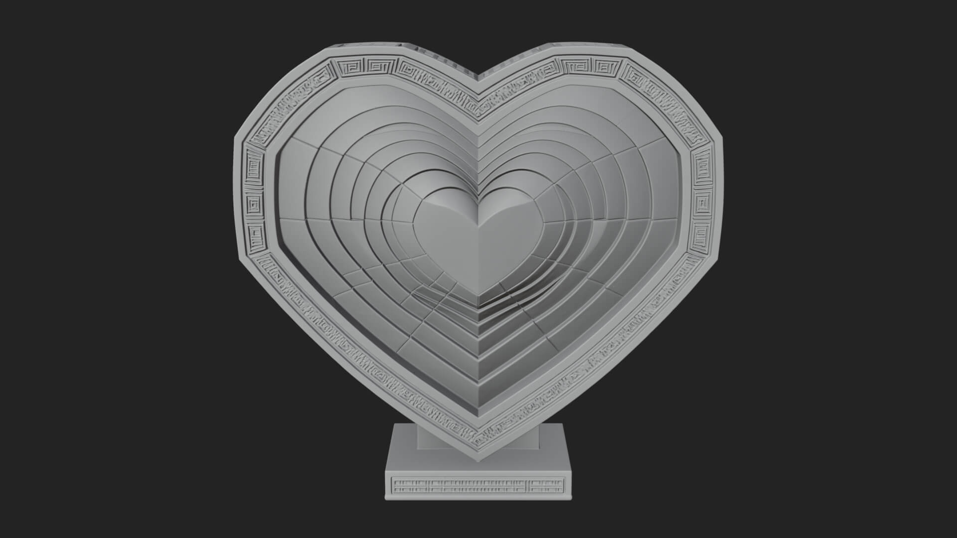Ornate Framed Heart Plaque Design 242 3D Print Model 3D Model