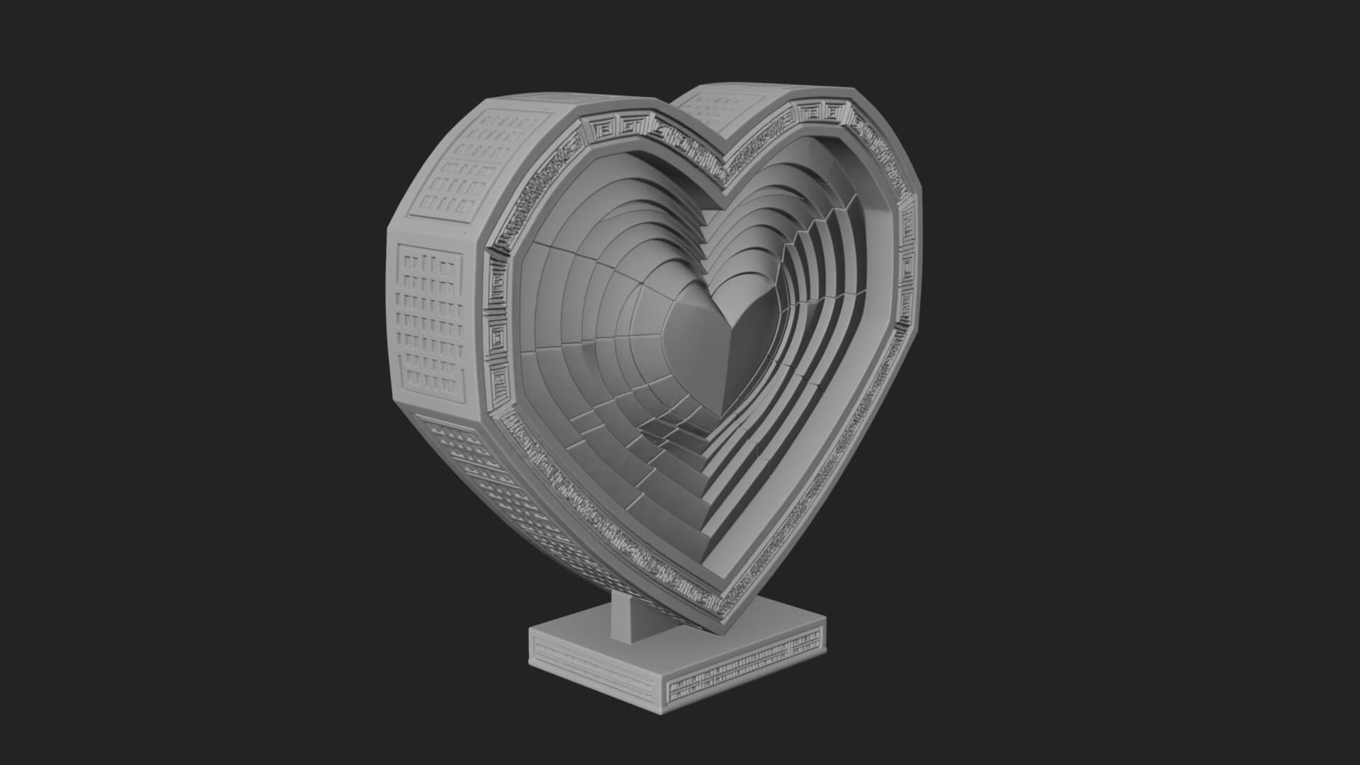 Ornate Framed Heart Plaque Design 242 3D Print Model 3D Model