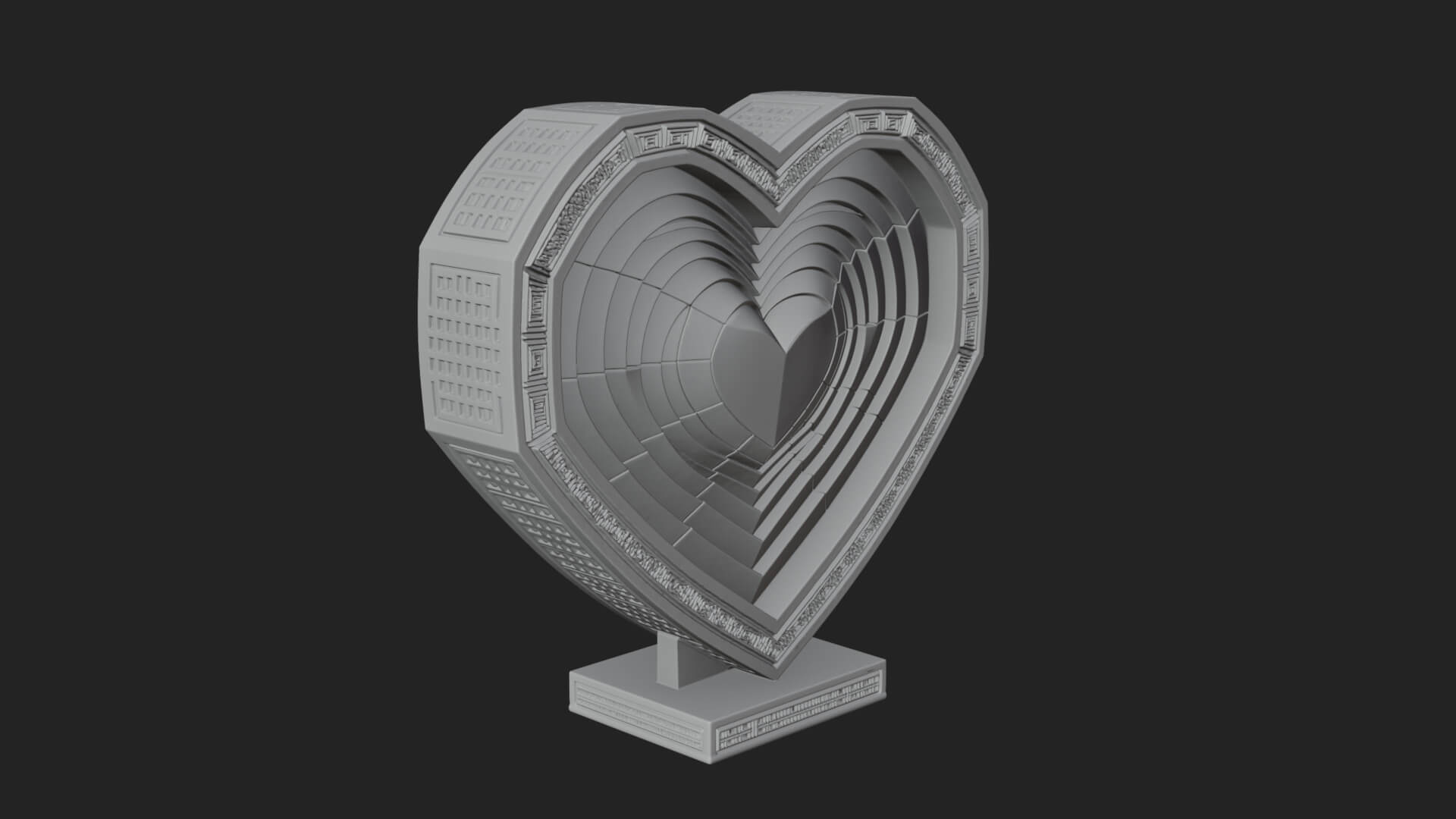 Ornate Framed Heart Plaque Design 242 3D Print Model 3D Model