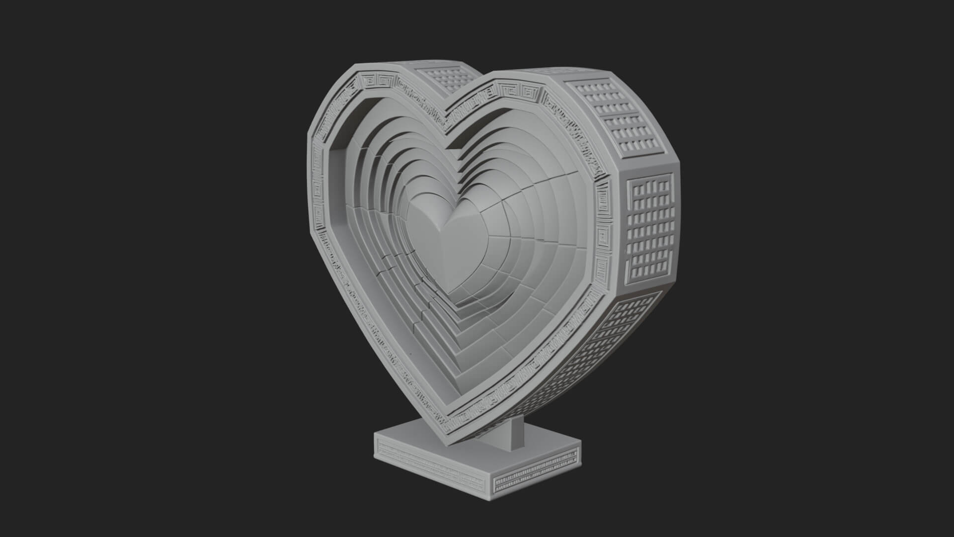 Ornate Framed Heart Plaque Design 242 3D Print Model 3D Model