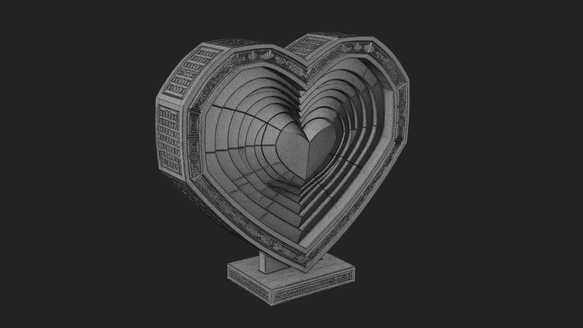 Ornate Framed Heart Plaque Design 242 3D Print Model 3D Model