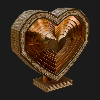 Ornate Framed Heart Plaque Design 242 3D Print Model