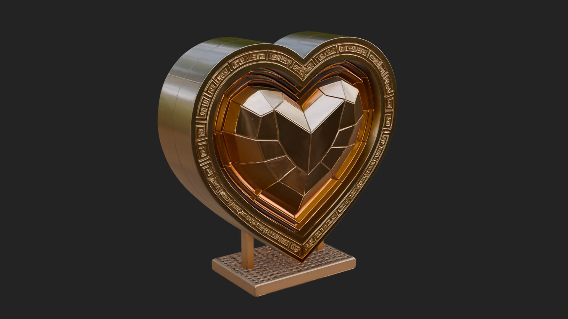 Ornate Framed Heart Plaque Design 243 3D Print Model 3D Model