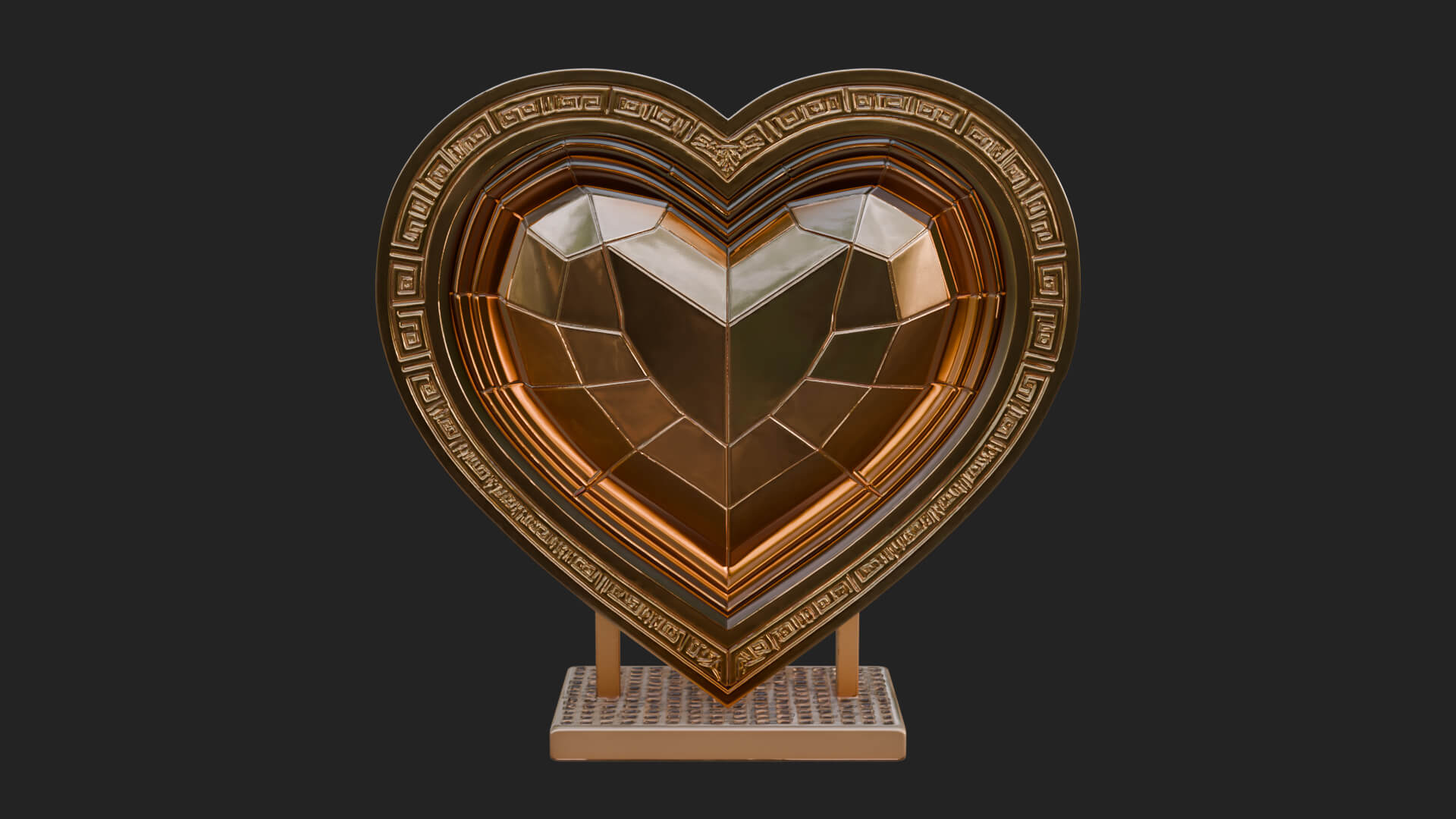 Ornate Framed Heart Plaque Design 243 3D Print Model 3D Model