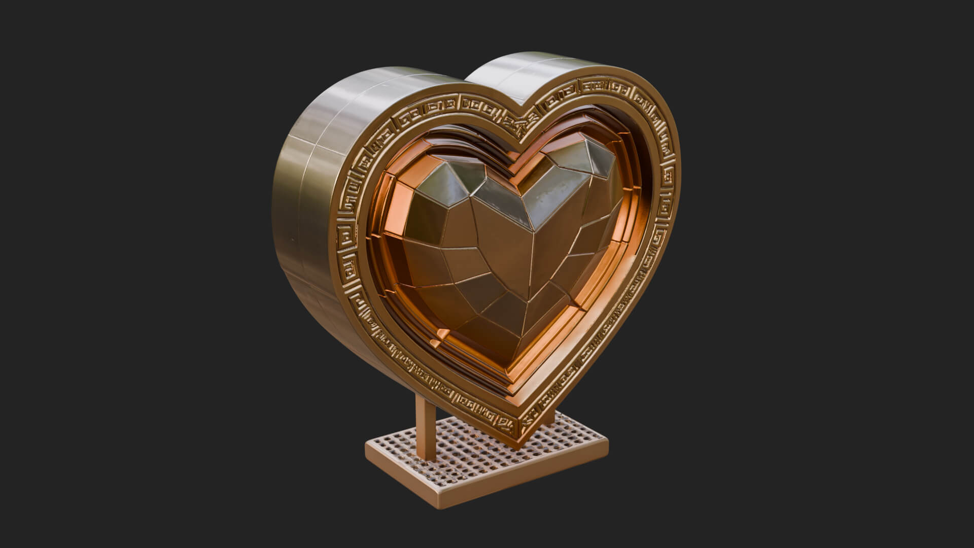 Ornate Framed Heart Plaque Design 243 3D Print Model 3D Model