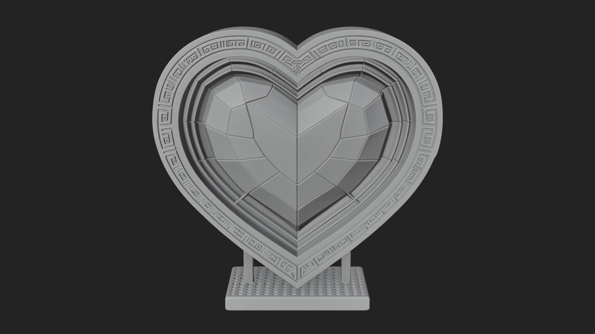 Ornate Framed Heart Plaque Design 243 3D Print Model 3D Model