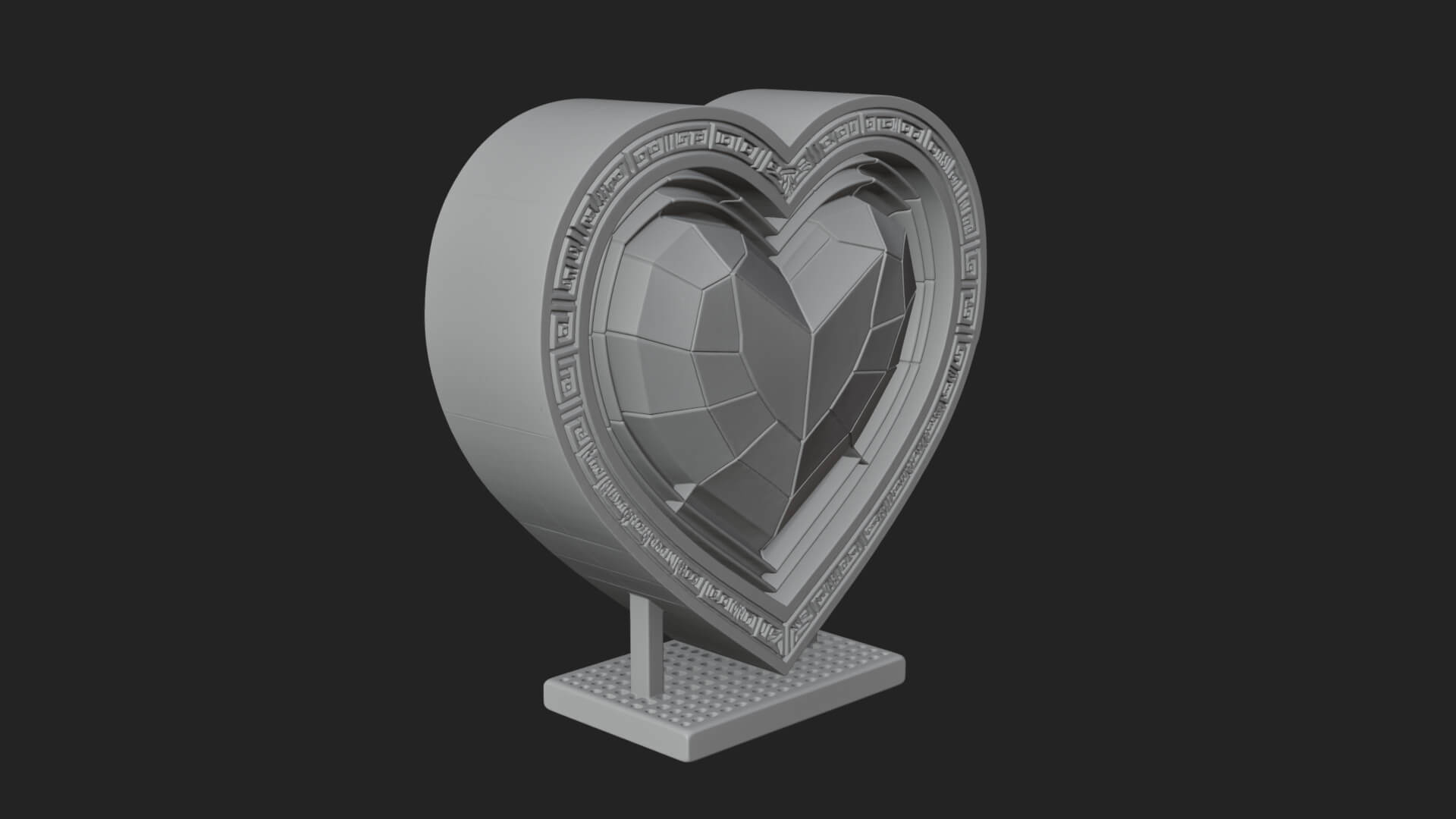 Ornate Framed Heart Plaque Design 243 3D Print Model 3D Model