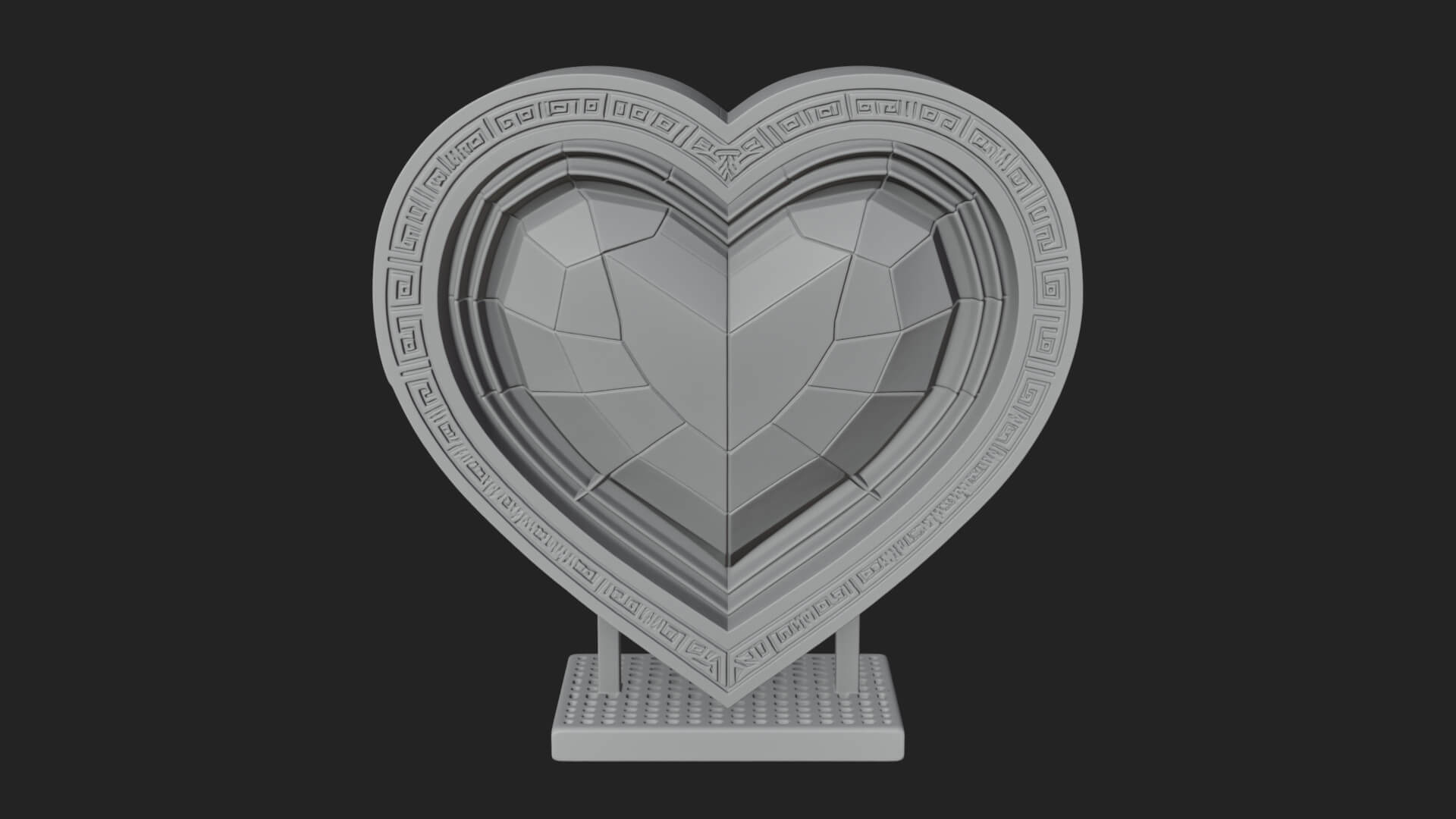 Ornate Framed Heart Plaque Design 243 3D Print Model 3D Model