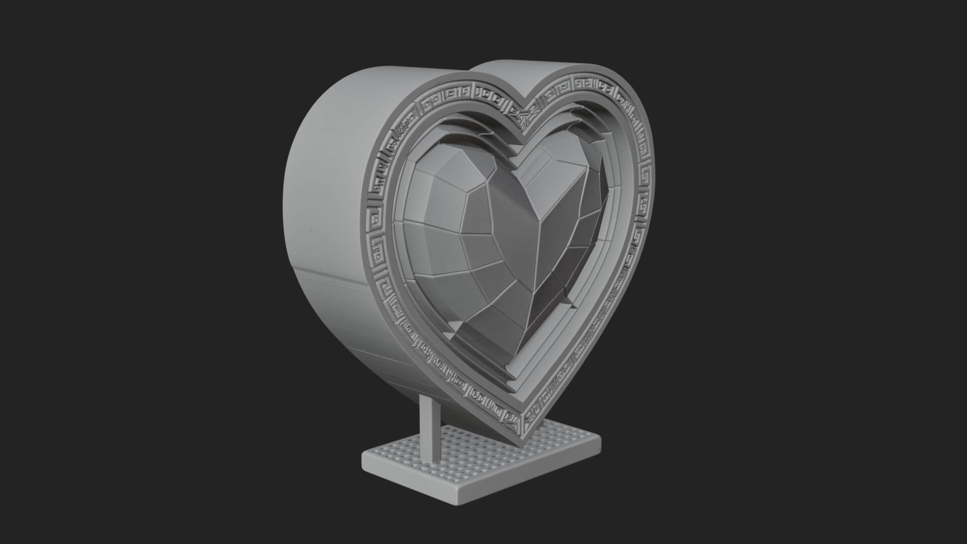 Ornate Framed Heart Plaque Design 243 3D Print Model 3D Model