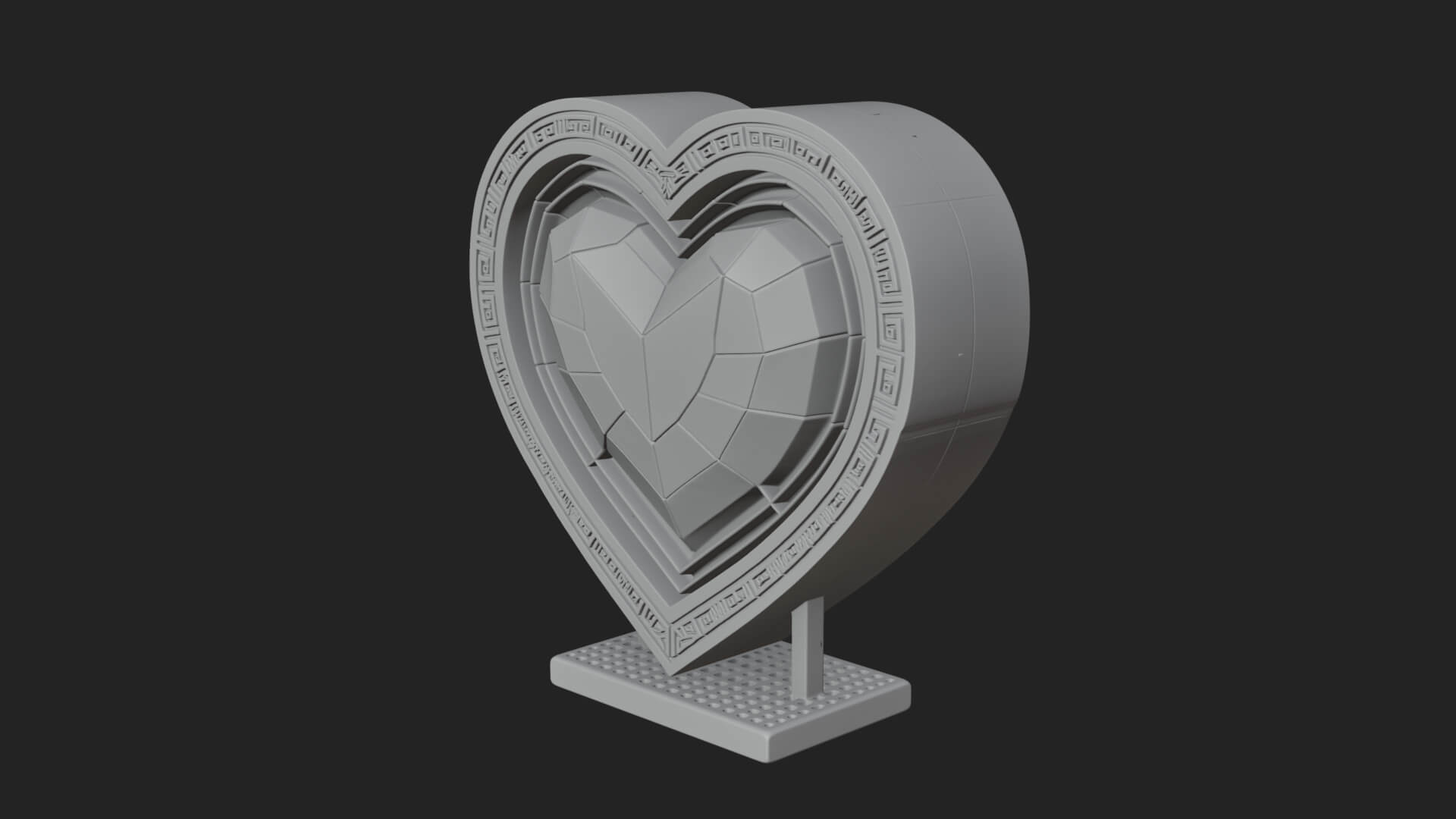 Ornate Framed Heart Plaque Design 243 3D Print Model 3D Model