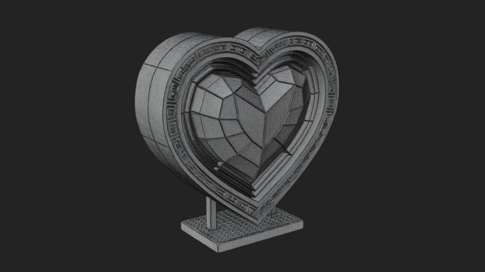 Ornate Framed Heart Plaque Design 243 3D Print Model 3D Model