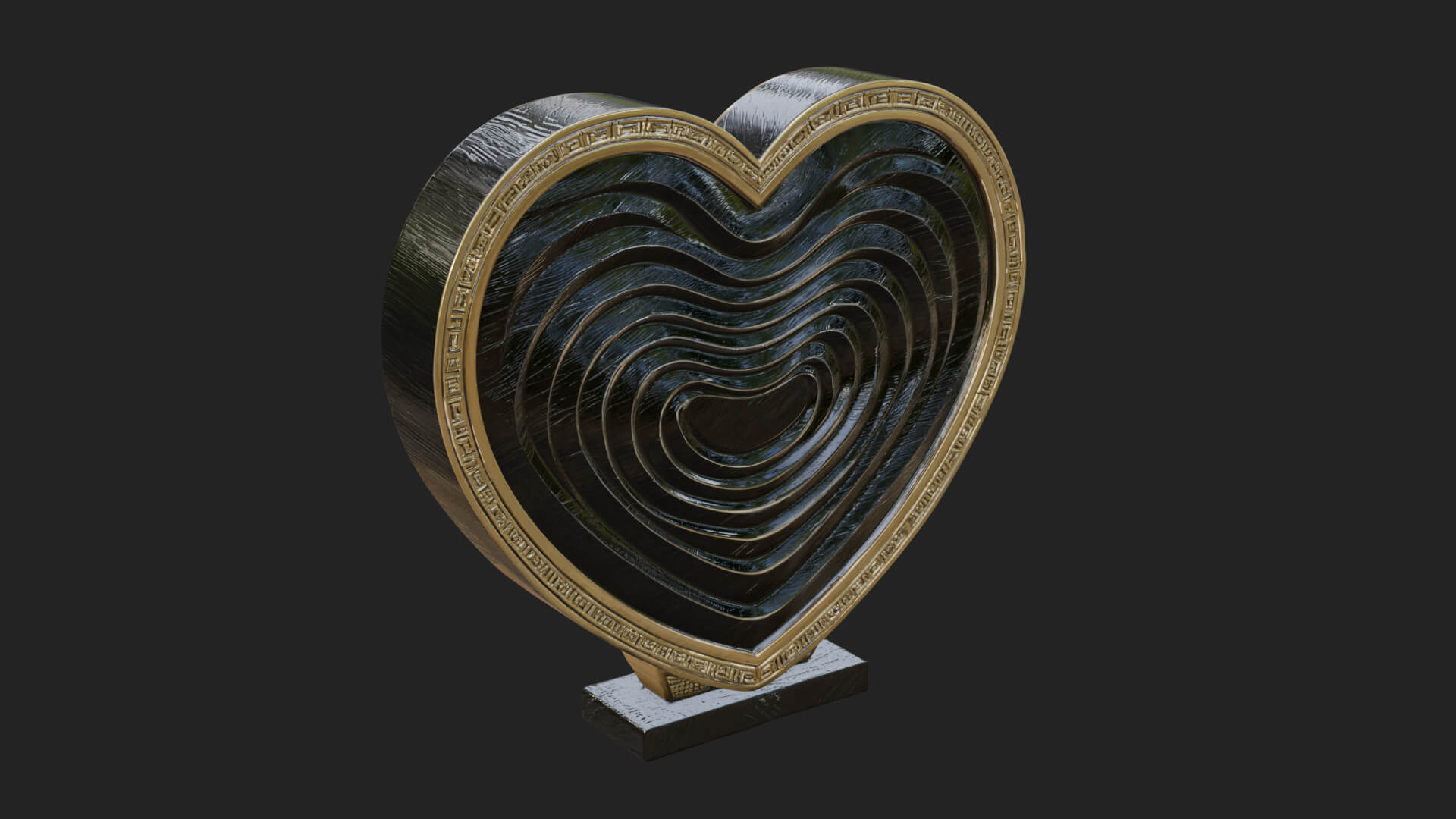 Ornate Framed Heart Plaque Design 245 3D Print Model 3D Model