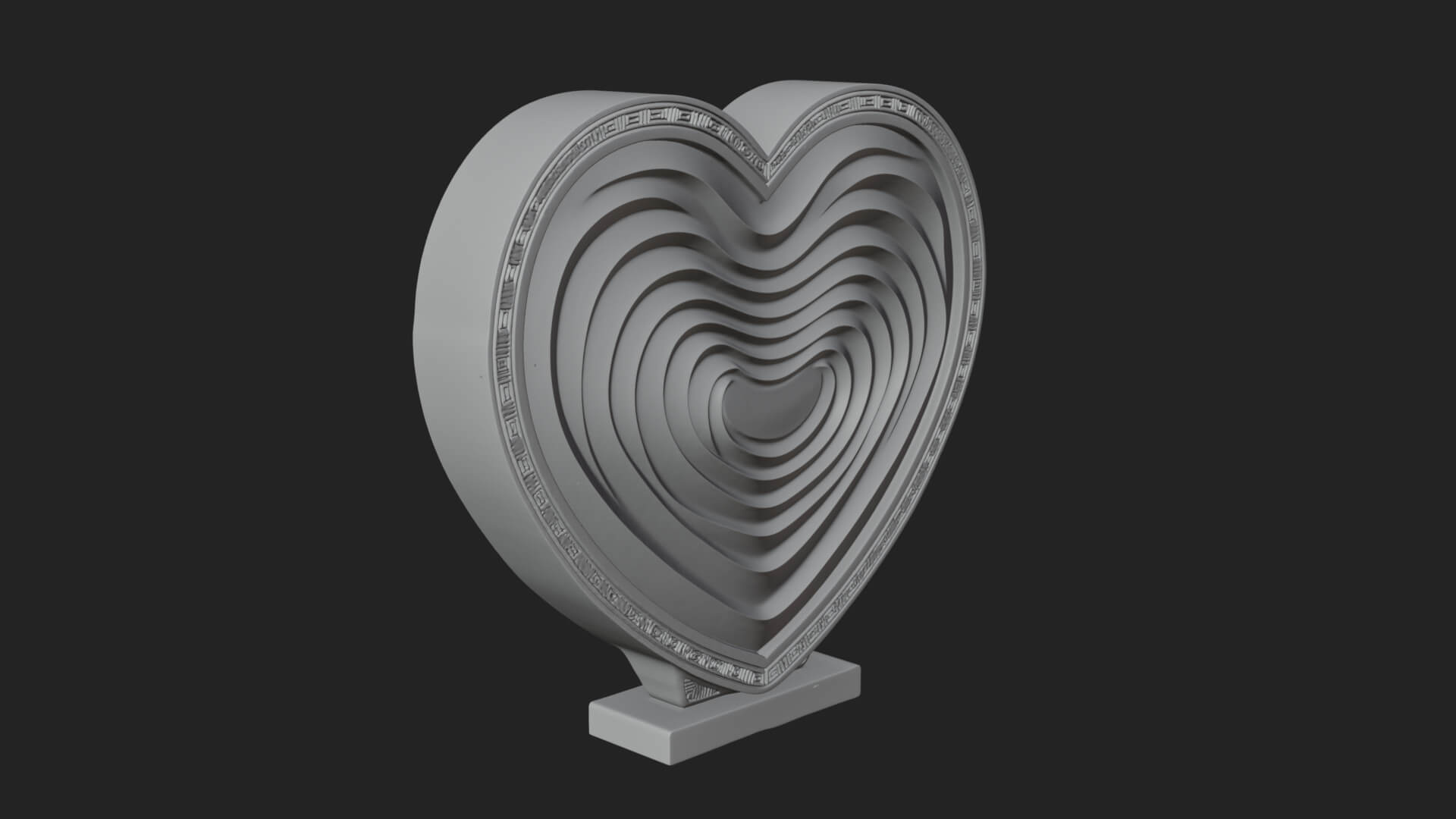 Ornate Framed Heart Plaque Design 245 3D Print Model 3D Model
