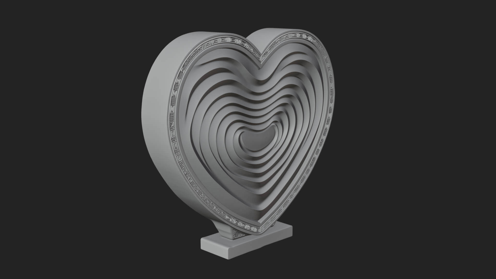 Ornate Framed Heart Plaque Design 245 3D Print Model 3D Model
