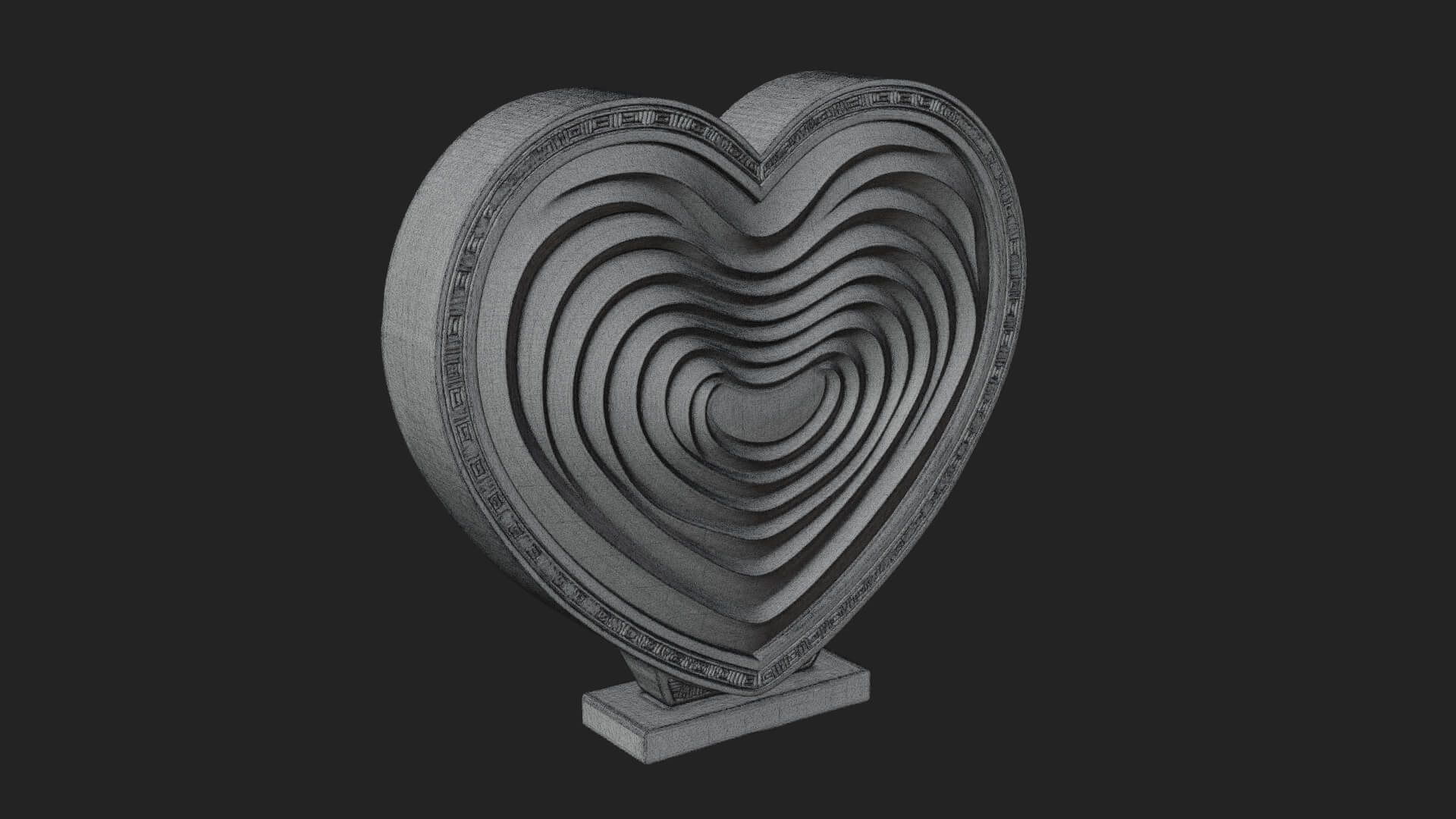 Ornate Framed Heart Plaque Design 245 3D Print Model 3D Model