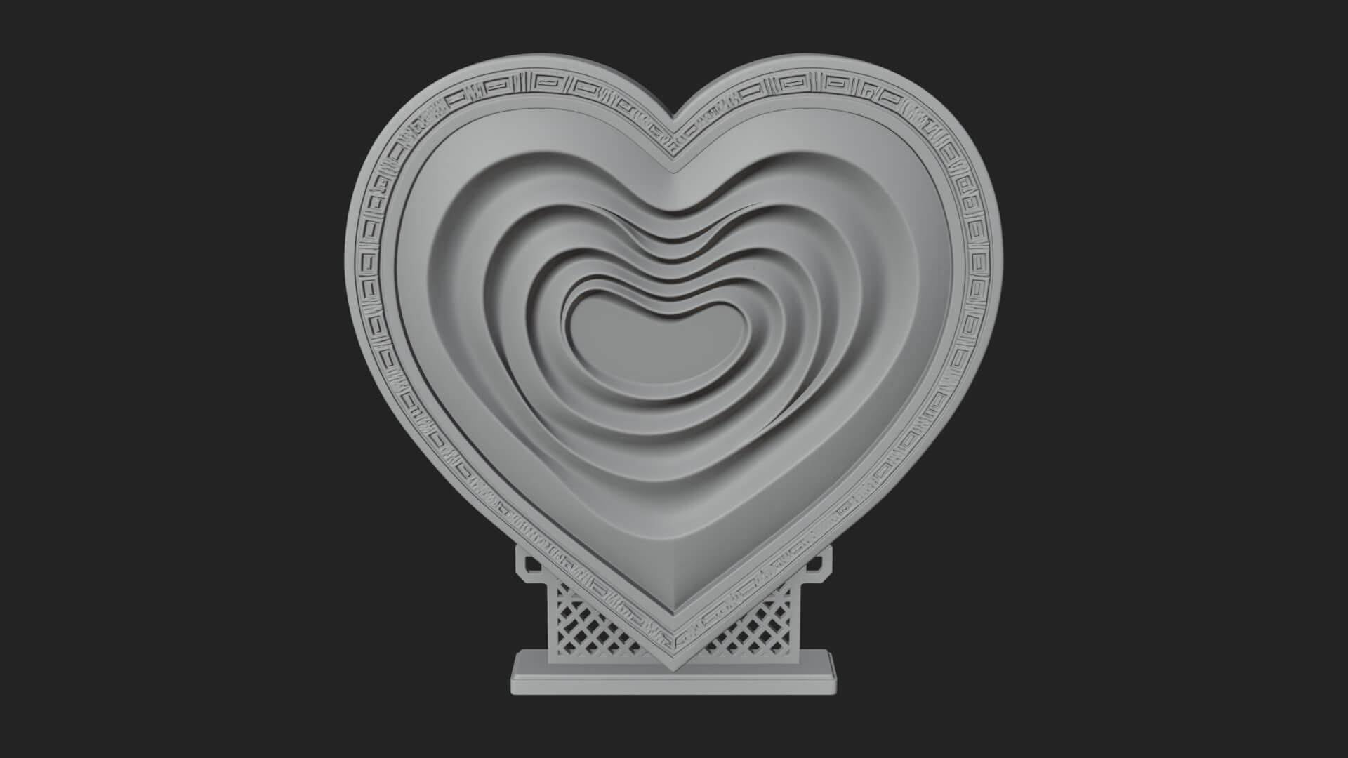 Ornate Framed Heart Plaque Design 246 3D Print Model 3D Model